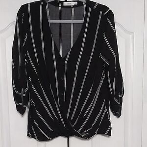 Lush Black and White Striped Top